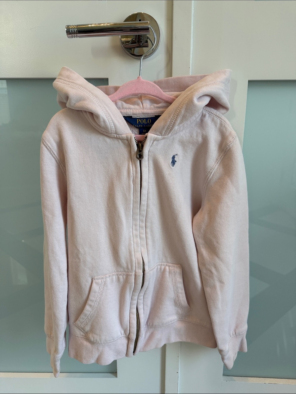 Polo by Ralph Lauren Light Pink Hooded Zip-Up Sweatshirt for Kids